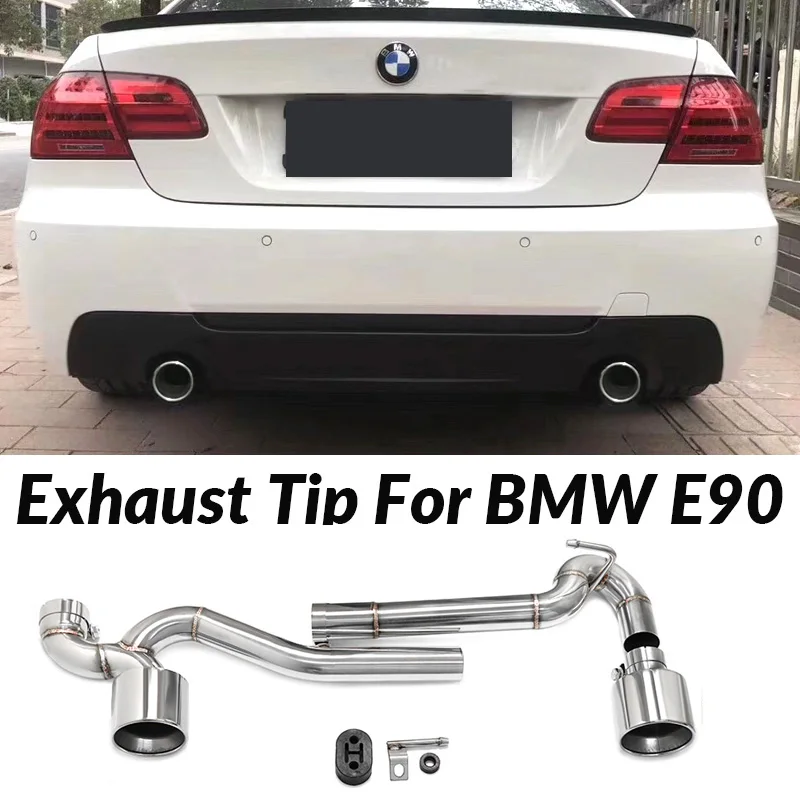 Auto příslušenství dvojitý vyndat výfuk kování pro BMW E90 E92 320i 318i 325i  výfuk dýmka nerez ocel tlumič výfuku kování výfuková trouba pro BMW