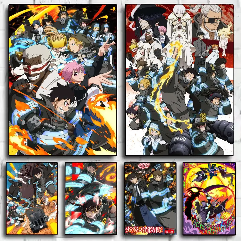 

Cool Fire F-Force Anime Poster Home Living Bed Room Bar Hallway Sticky Wall Art Printing Waterproof Aesthetic Decor