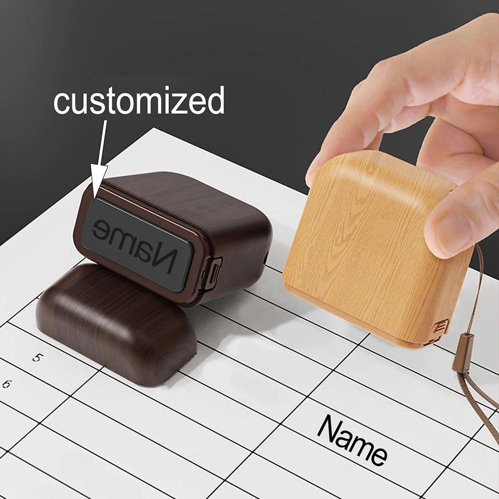 

Персонализированный штамп с именем на заказ, штамп с текстом, имитация дерева, этикетка для детской одежды, офисный/бизнес-штамп, именной штамп на заказ