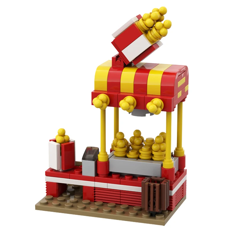 Popcorn Stand Building Blocks Moc Ideal Mini Stall DIY Model Set Bricks Booth DIY Toy Decoration for Street City Adult Kids Gift