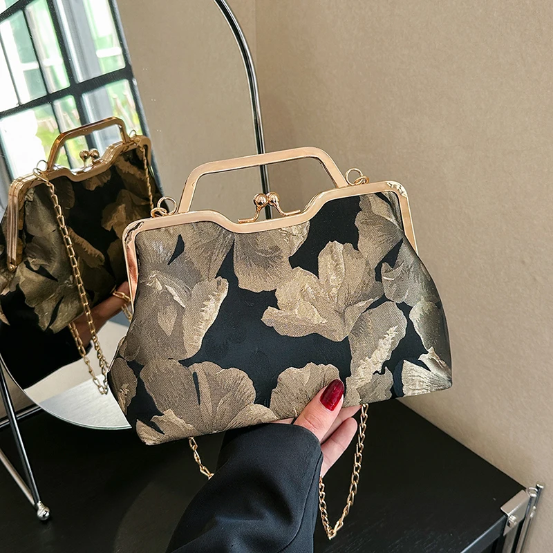 Satin Evening Clutch Bag For Women Diamond Wedding Handbags For Women 2023 Elegant Layd Shoulder Crossbody Bag Printing Purse