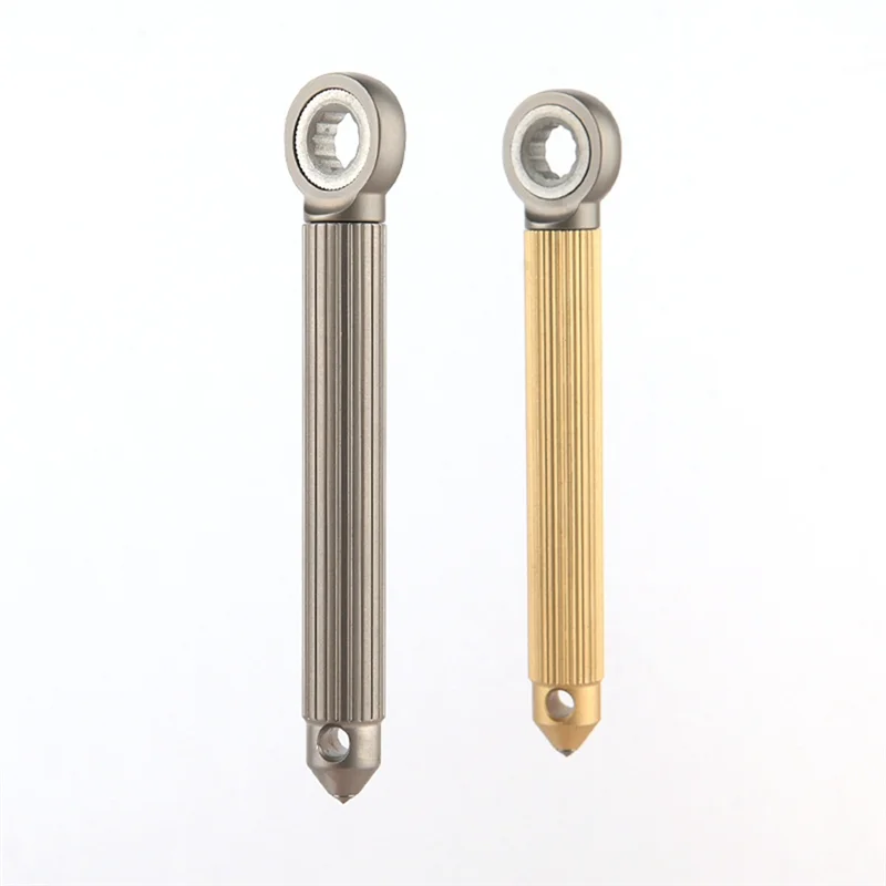 AT13 Multifunctional Tools Wrench Flat Screwdriver  Keychain Window Portable Brass 1Set