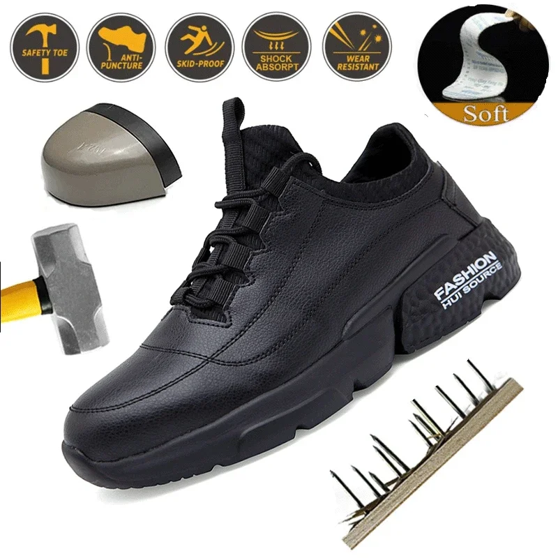 New Steel Toe Shoes Kevlar Fiber Outdoor Safety Protective Shoes Men\'s Steel Toe Indestructible Work Shoes Fashion Large Size