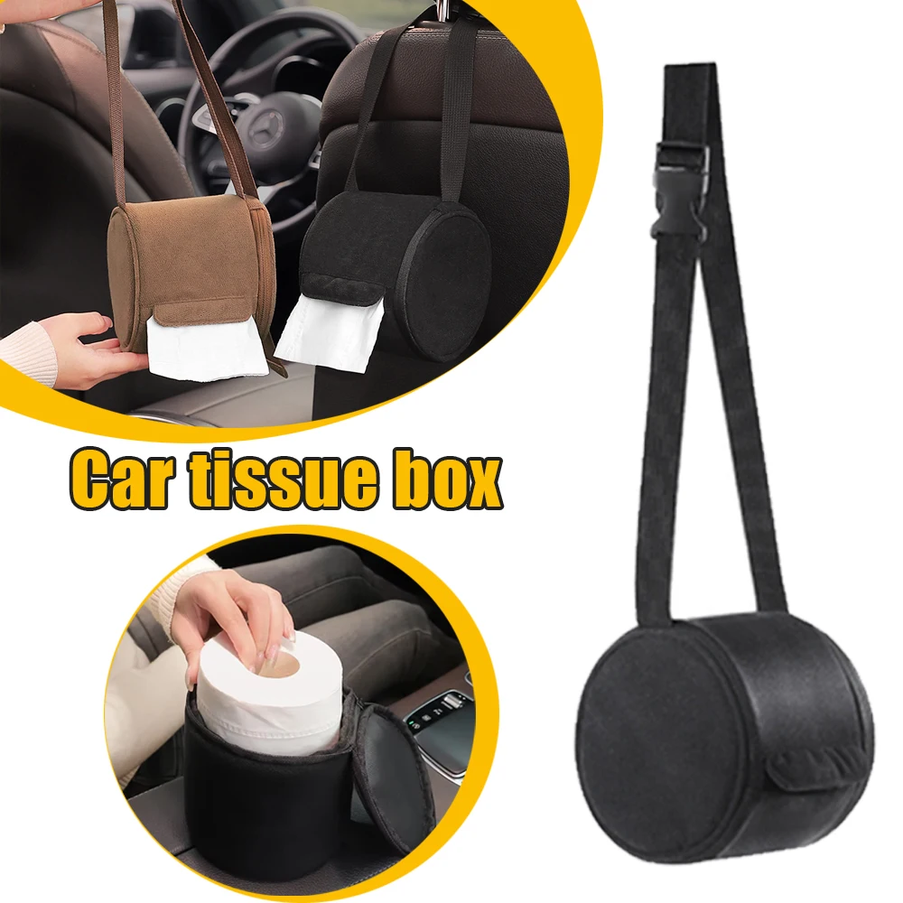 

Soft Hanging Car Tissue Holder Adjustable with Strap Hanging Tissue Bag Space Saving Smooth Zipper Roll Paper Dispenser Outdoor