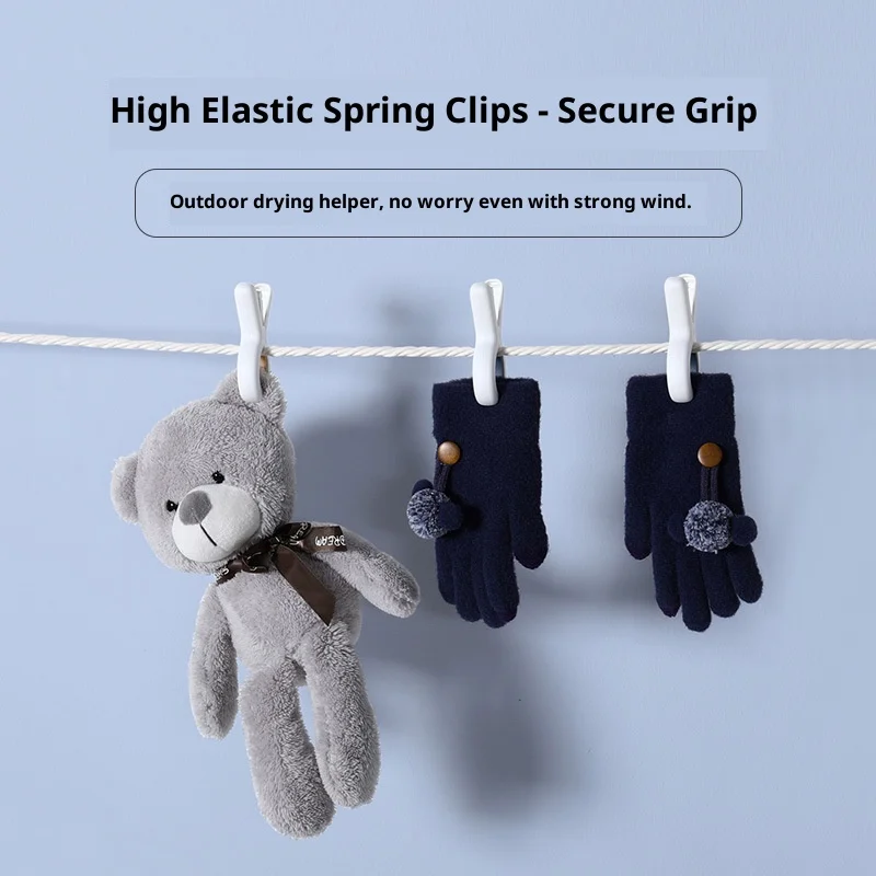 Stylish Windproof Laundry Clips, Multi-Use Plastic Drying Clamps, Anti-Slip Non-Mark Clothes Pegs for Home