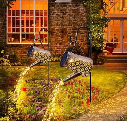 Solar garden kettle light outdoor waterproof landscape lamp wrought iron hollowed out lawn sprinkling lights Lanterns