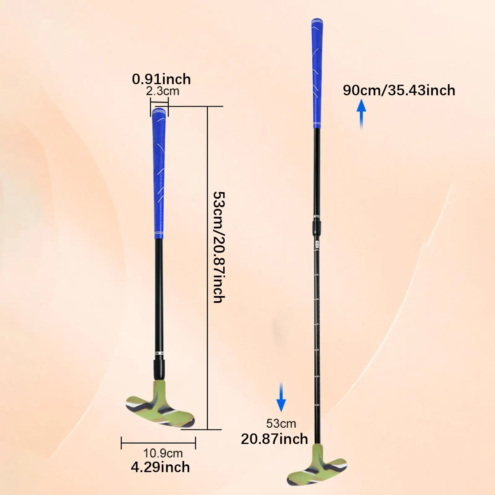 مضرب جولف ثنائي الاتجاه قابل للتعديل مع مقياس مضاد للانزلاق لليد اليمنى واليسرى #6