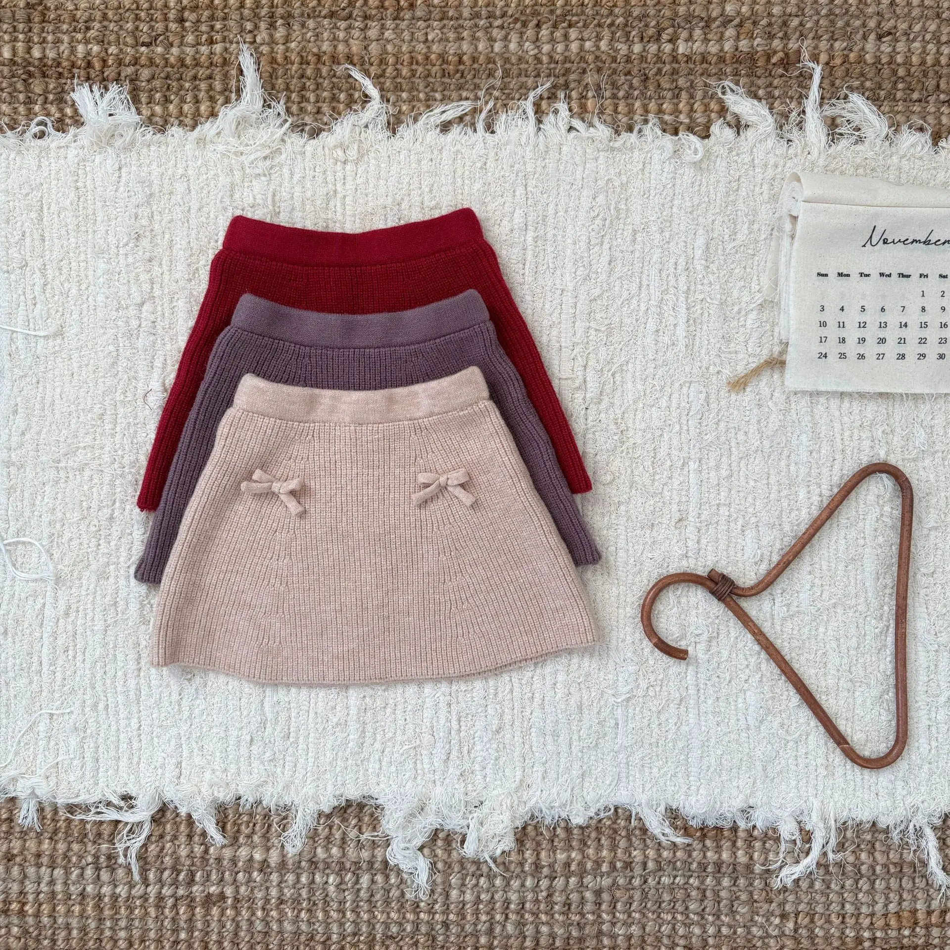 1-5Y Girls Clothes Vintage Girls Skirt Knit Mini Skirt Cute Baby Girls Knitwear Toddler Outfit
