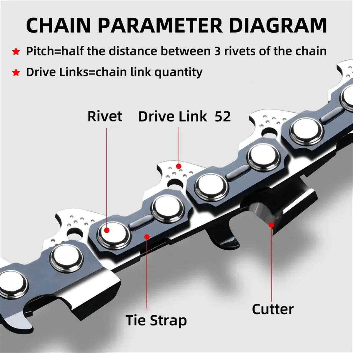 4 Pack 14 Inch Chainsaw Chain 52 Drive Links, 0.05In Gauge, 3/8Inch LP Pitch, 14-Inch Replacement Chainsaw Chains