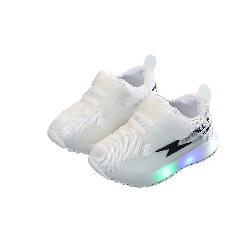 Sepatu kets LED untuk anak bayi balita, sepatu Sneakers bercahaya lampu LED tenis musim semi musim gugur 2024, sepatu balita anak bayi perempuan dan laki-laki