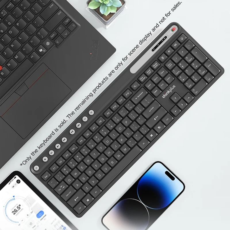 Klawiatura Thinkplus Wireless Light Sound K225 Pro Lenovo 2.4G Wodoodporna, wąska, kolorowa, modna do laptopów PC Notebooki do pracy