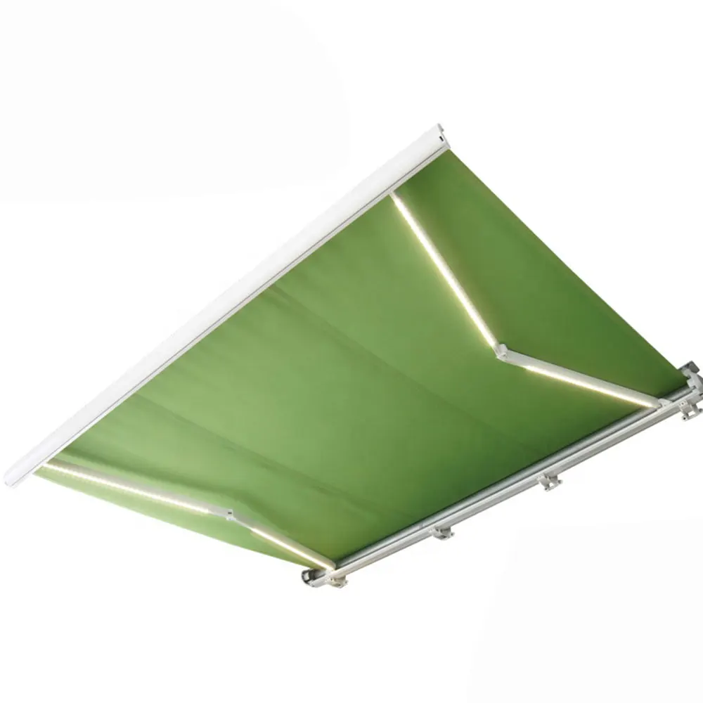 China Factory Full Cassette Electric Folded Arm Aluminum Retractable Awnings With LED light