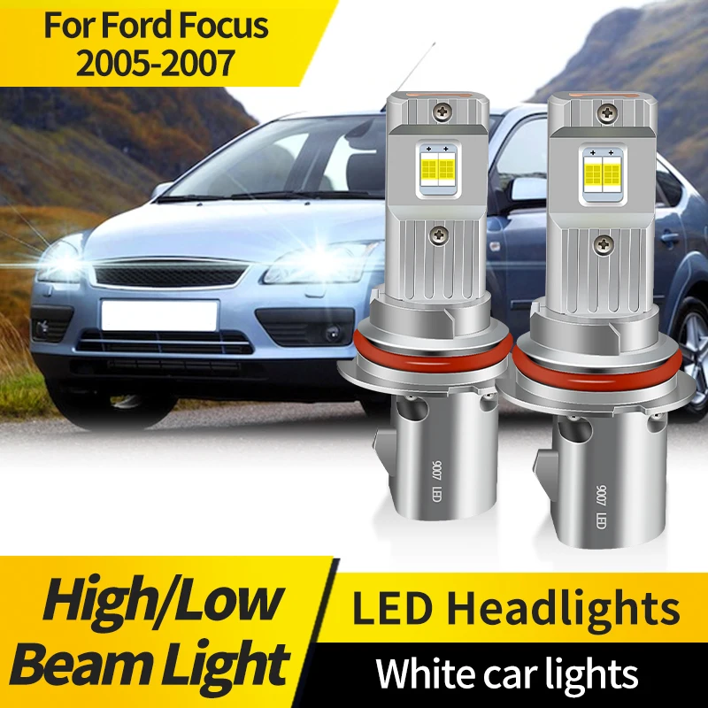 

2PCS Car Headlight For Ford Focus 2005-2007 9007 HB5 44W 12V 6000K 30000ML White Led Bulb Halogen lamp High Power LED CSP Chips