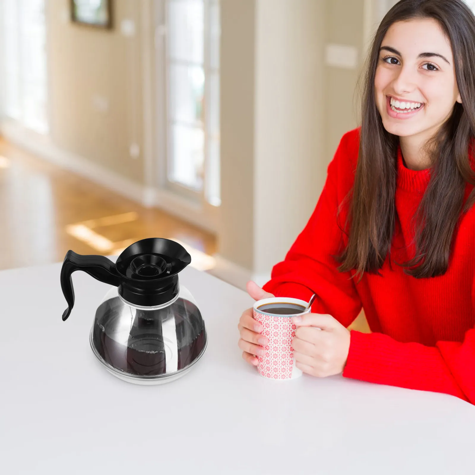 Stainless Steel Bottom Coffee Pot Glass Body Comfortable Handle Induction Stove Top Coffee Maker Drip Machine Lid Glass Kettle