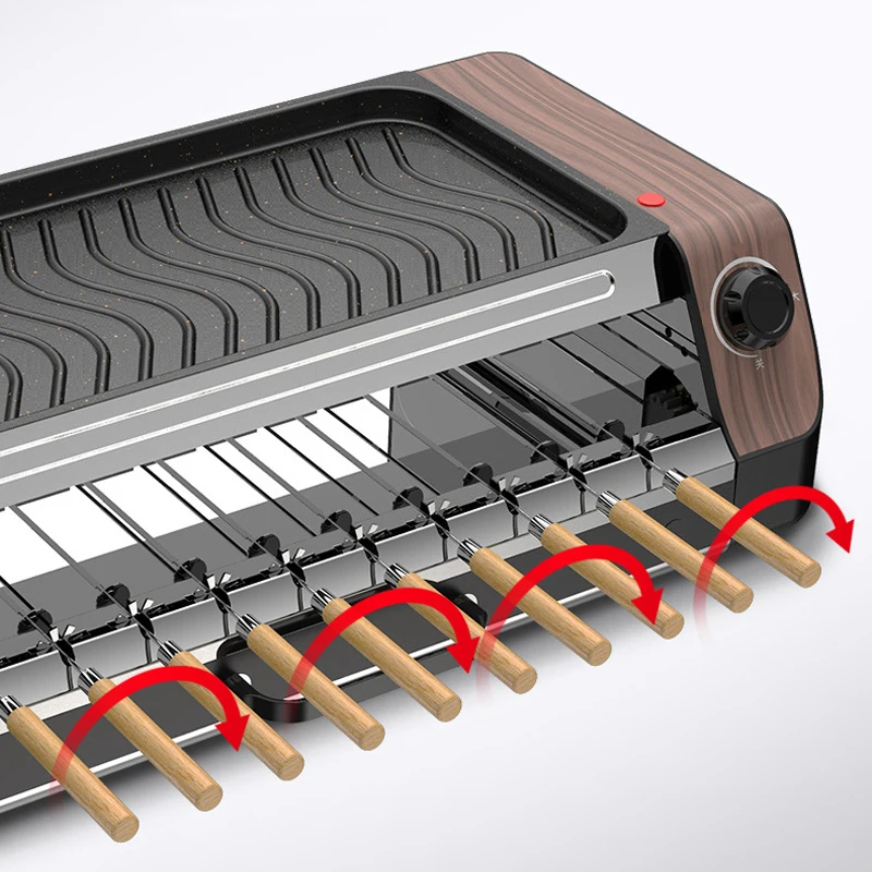 Macchina per barbecue rotante automatica senza fumo per uso domestico, barbecue domestico, hot dog, macchina per barbecue con spiedini di montone