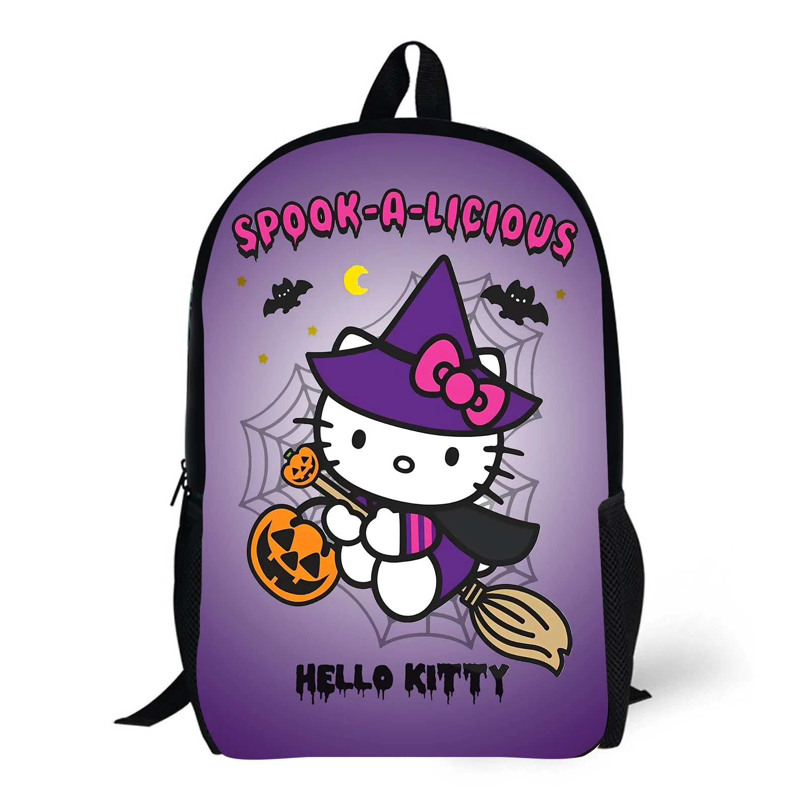 

1pc cute HelloKitty printed backpack with Halloween witch pattern, suitable for students' backpacks, daily use