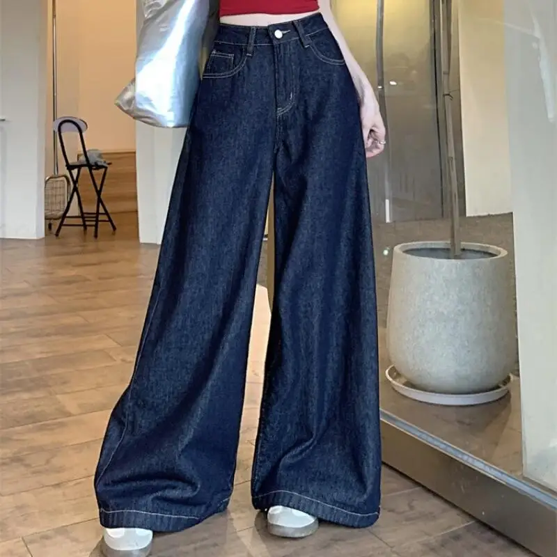 

Джинсы Y2K с высокой талией для женщин, летние, в американском ретро-стиле, свободные, широкие брюки