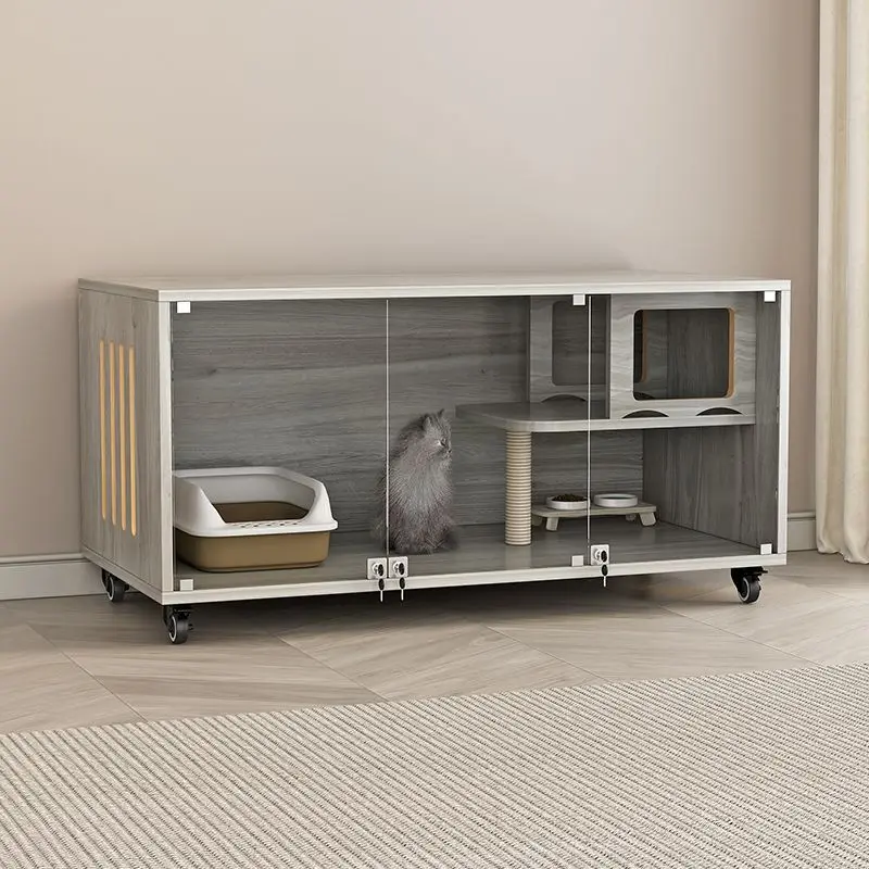 Solid wood multi-layer  villa cage ecological board oversized cat nest cat cabinet single layer transparent luxury cat ne