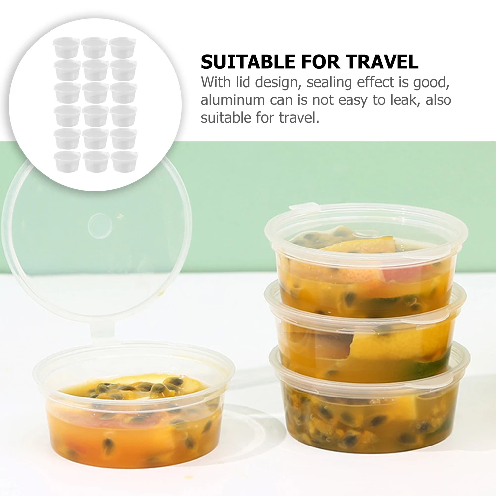 

100 Pcs Sauce Cups Condiment Containers Plastic Boxes with Lids Dipping Containers for Burgers Fries Salads Safe PP Reusable