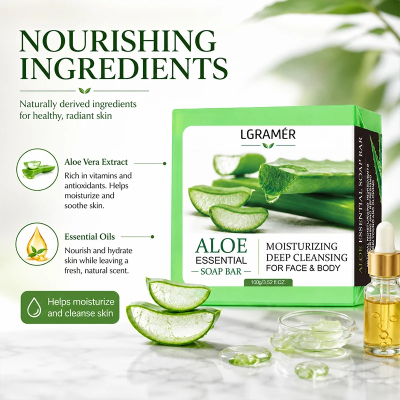 Hand Made Aloe Essential Soap Body Cleaning Lightening Dark Underarm Leg Body Cleansers Brightening Face Soap Tender Skin Care