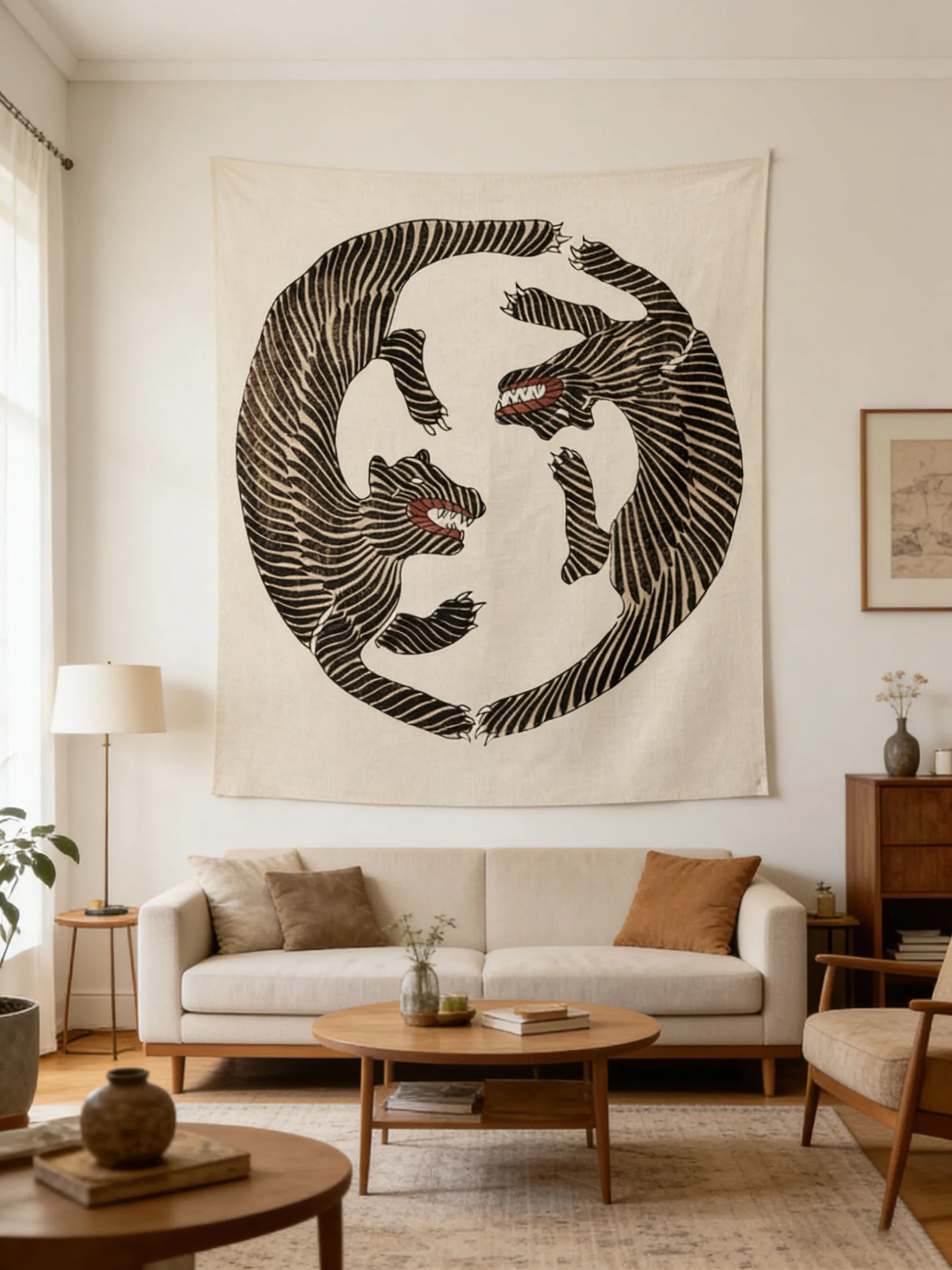 Tiger in Japanese Painting Style Tapestry Bohemian Tapestry A Great Gift For Friends Suitable For Bedroom Art Wall Hanging Decor
