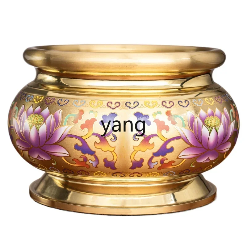 CX  pure copper Jingtai blue lotus household Buddha incense burner bowl indoor Buddhist hall copper tripod burner
