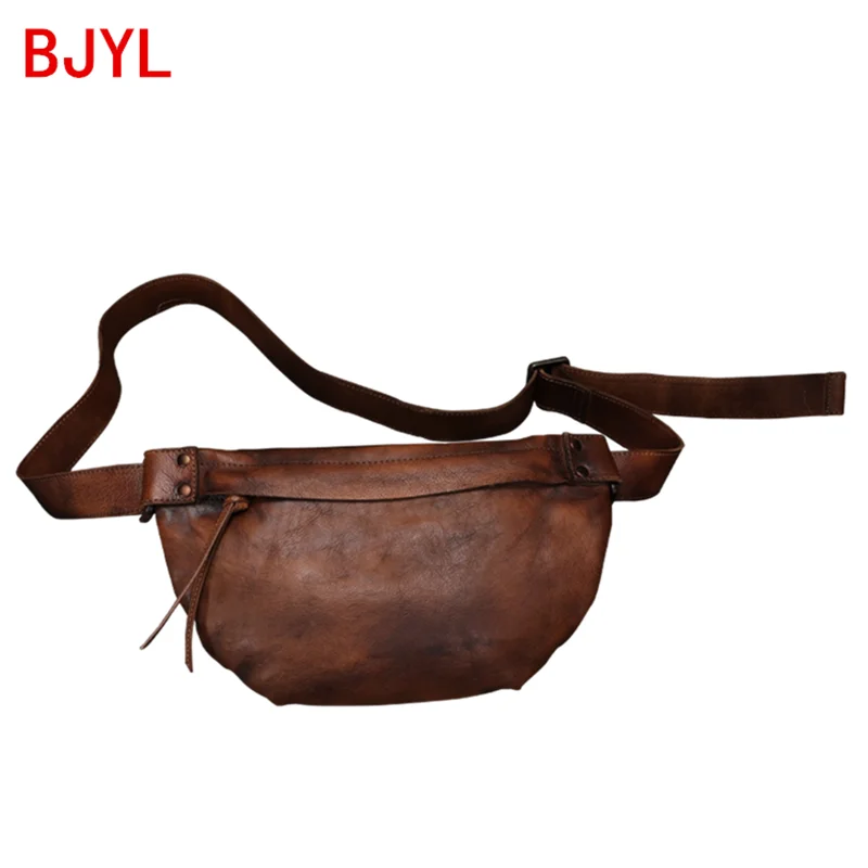 

Vintage Literary Leather Women Chest Bag 2020 New Female Messenger Bag Waist Bags Head Layer Cowhide Handmade Soft Leather Retro