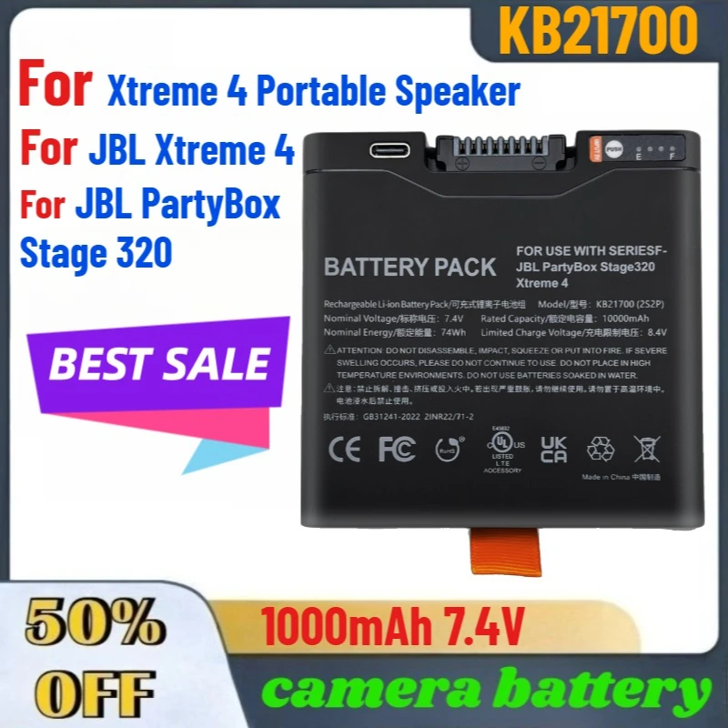 

10000mAh 7.4V 74Wh KB21700 Replacement Battery for JBL Xtreme 4 PartyBox Stage 320 Portable Bluetooth Speaker Battery