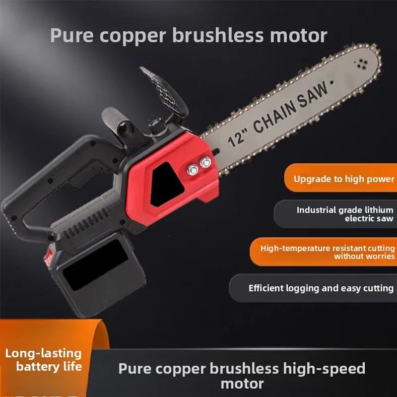 Brushless Cordless Chainsaw 16 Inch High Power Lithium Battery Electric Chain Saw for Tree Cutting Wood Logging Outdoor