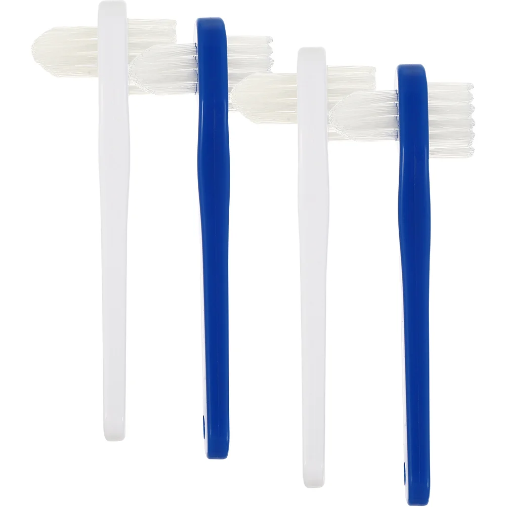 

4 Pcs Double Headed False Toothbrush Assorted Color Home Teeth Cleaner Aldult Comfortable Portable Denture Pp