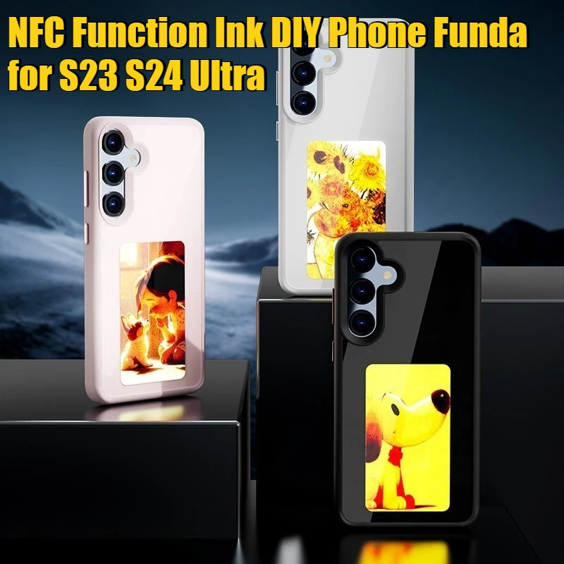 

Diy Color Screen Bright Surface Style Smart Phone Case Screen NFC Function Ink DIY Phone Funda for S23 S24 Ultra