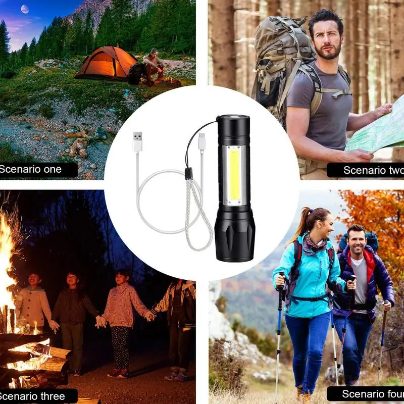 Pocket Flashlight Led Flashlight Small USB Side Light Super Bright Rechargeable Flashlight Multi-purpose Portable For Home