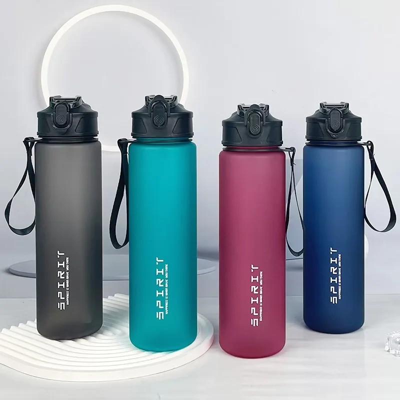 Botella de agua de 750ml con marcador de tiempo de paja, jarra de agua de plástico motivacional de gran capacidad para gimnasio, viajes, deportes al aire libre, reutilizable