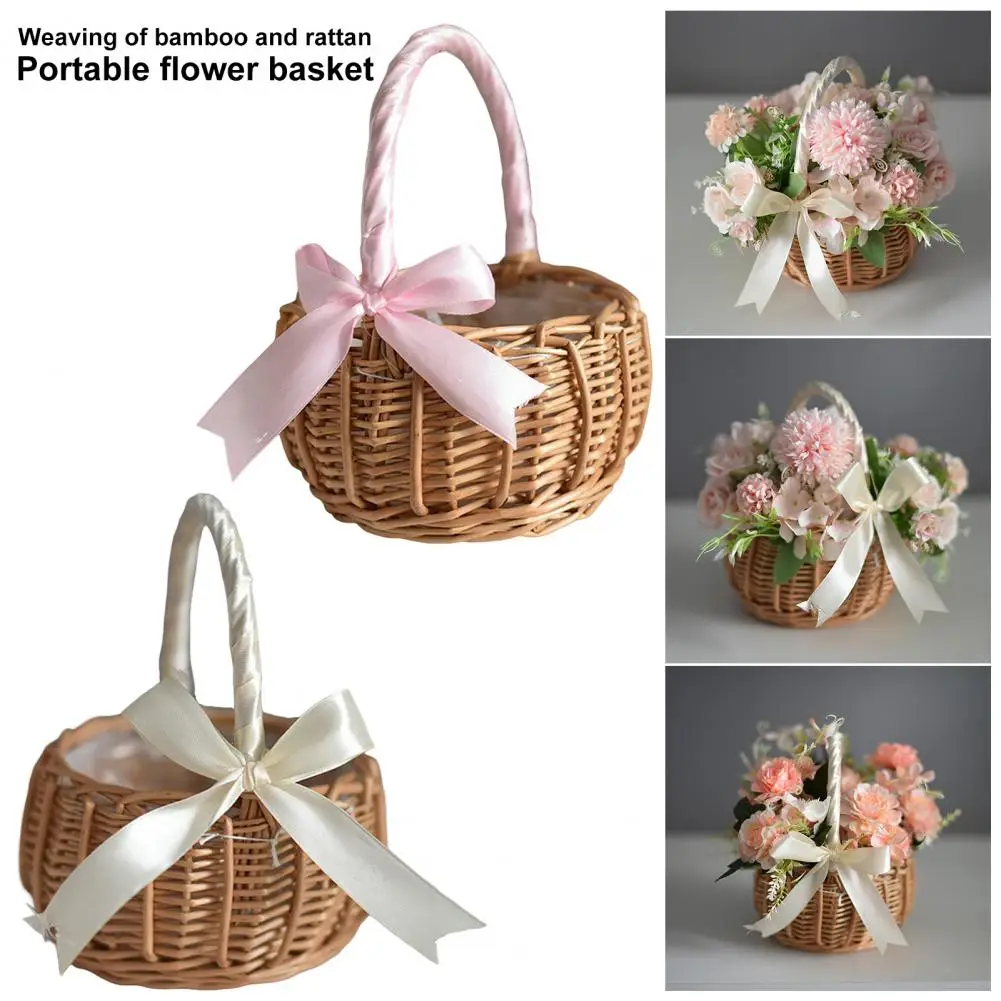 Moisture-resistant Storage Container Hand-woven Candy Storage Basket Hand Woven Rattan Storage Basket with Handle for Home