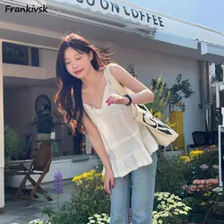 Camisole Women Sexy Ruffles Summer Cozy Breathable Design Tender Korean Style Youthful Trip All-match Schoolgirls Simple Solid