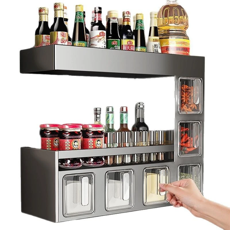 Spice box wall hanging home kitchen high-end new seasoning bottle and can shelf condiment storage box
