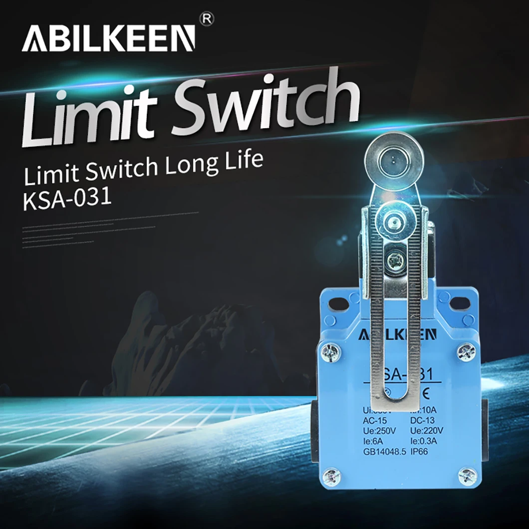 ABILKEEN KAS-031 Adjustable Length Type Rotary Swing Arm with Roller Limit Travel Switch 250V 10A 2NO+2NC Momenatry Limit Switch