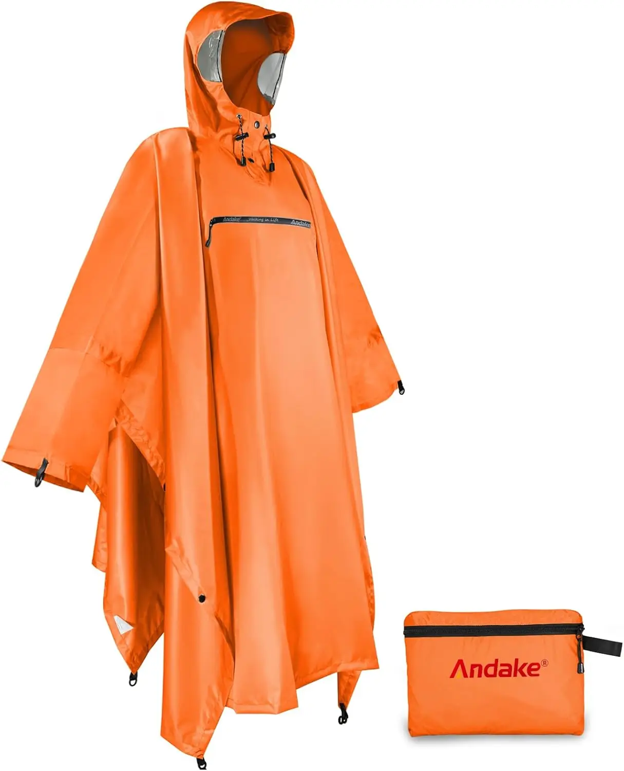 

Waterproof Rain Poncho for Adults Unisex,230T Ripstop Polyester,Raincoat Gear with Transparent Viewing Window Outdoors