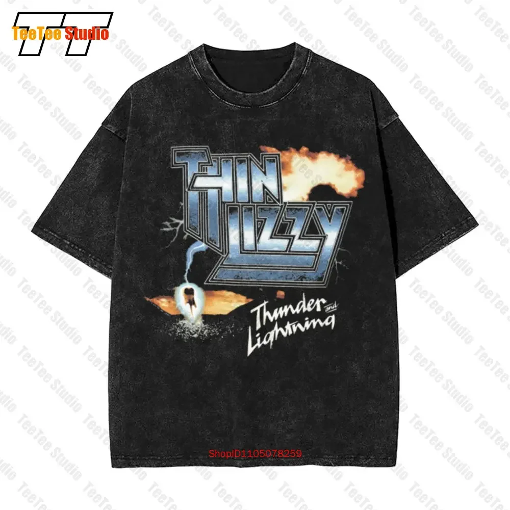 Thin Lizzy Thunder And Lightning Band Logo Vintage Oversized T-Shirt QNZV