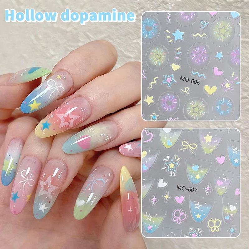 Dopamine Fireworks Nail Art Stickers Romantic Starry Sky Bright Fireworks Adhesive Nail Slider Jewelry Nail Art Sticker