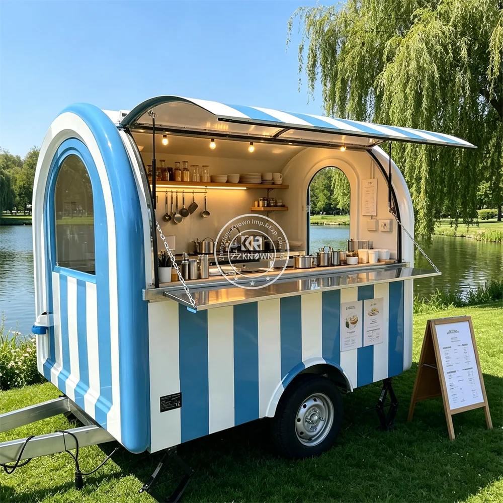 Street Vendor Food Truck Commercial Kitchen Factory Built Pizza Burger Kitchen Truck Concession Food Trailer For Outdoor