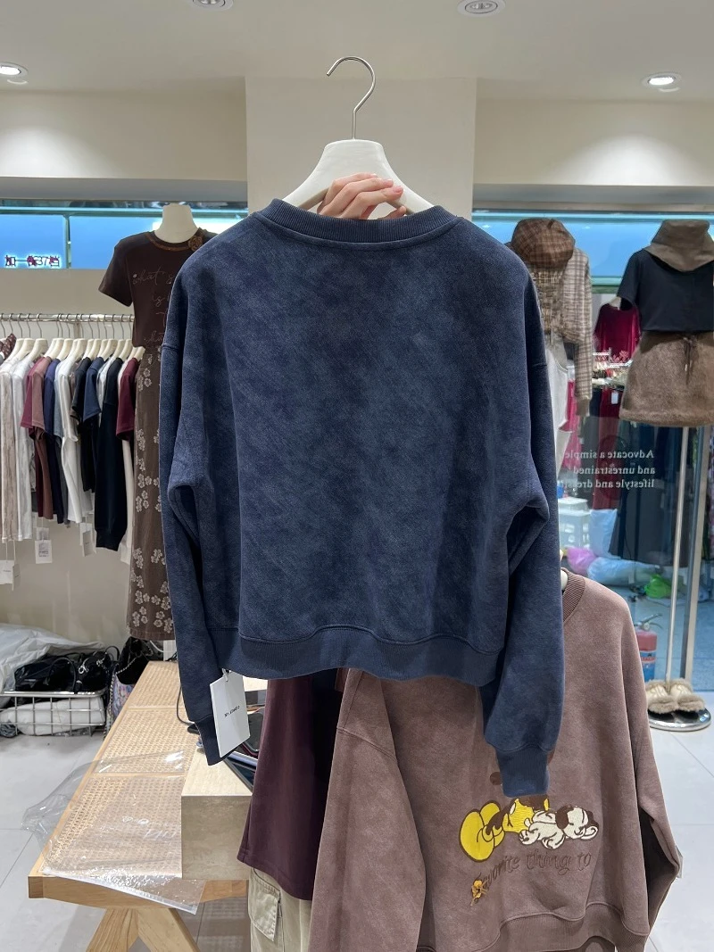 Sweet Embroidery Cartoon Crewneck Sweatshirt 2025 Autumn Winter Stylish Youthful Loose Short Long Sleeved Jacket Sudaderas Mujer