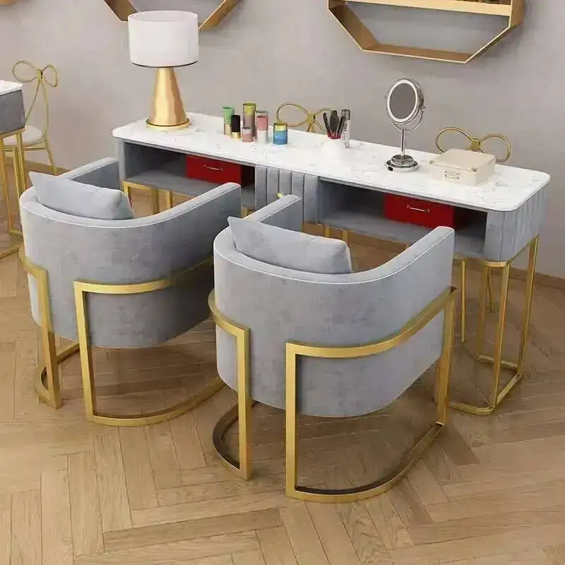 

Chair Modern High Nail Table -end and Set Beauty Salon Professional Nail Table Salon Furniture Light Luxury Bedroom Makeup Table