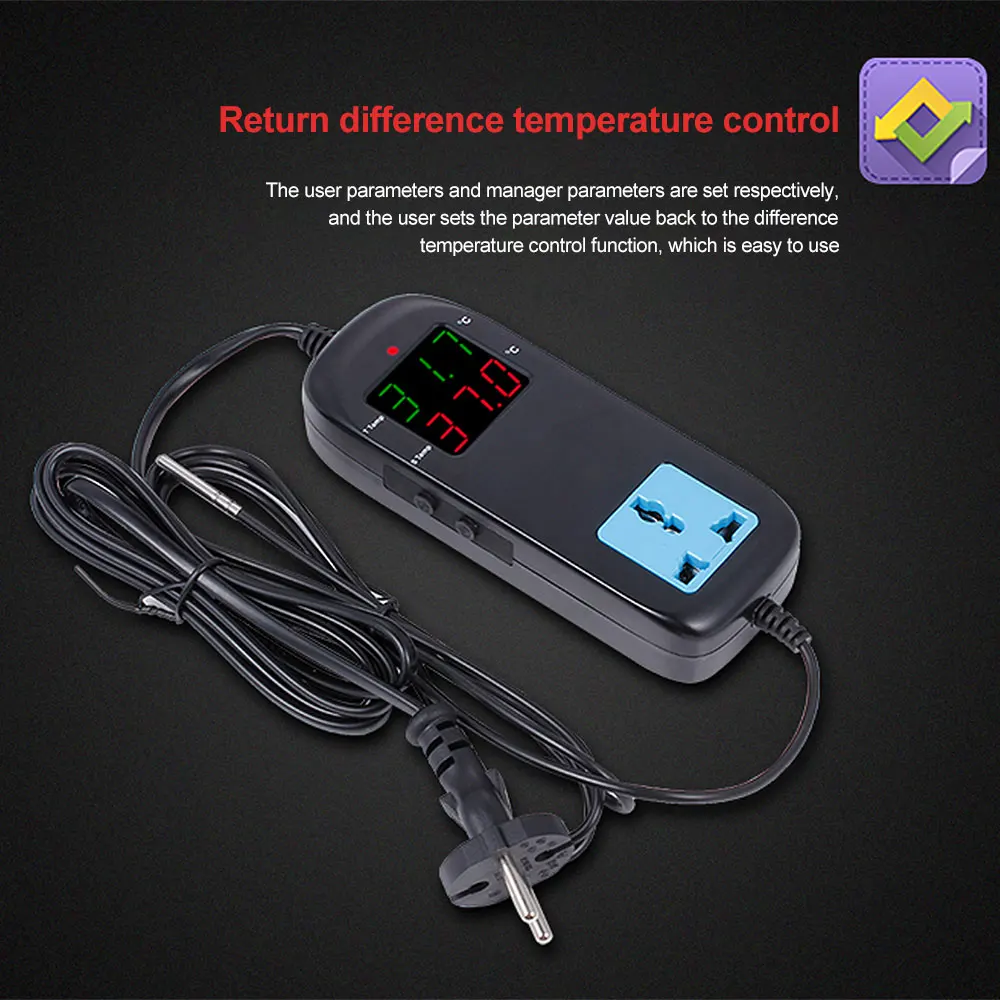 2200W AC90~250V Temperature Controller Electronic Thermostat LED Digital Heating Cooling Two Mode Thermostat With Socket MH-2000