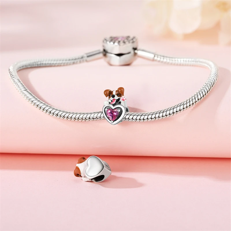 100% Real 925 Sterling Charm Fit Pandora Original Bracelet Silver Bead Welsh corgi Pendants Dog Pet Dangle DIY Jewelry for Lover