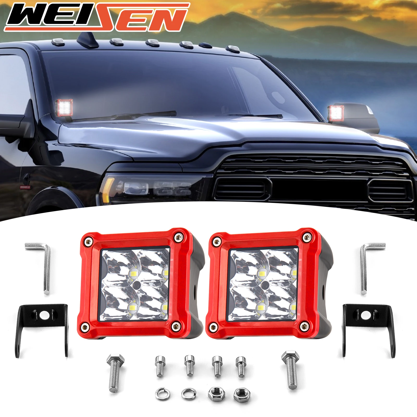 Universal 3 Inch LED Light 30°Spot Beam 40W 3770LM Spot Beam for Off-Road、Pickup、Truck、SUV、Jeep、UTV、ATV、Golf Cart、Boat