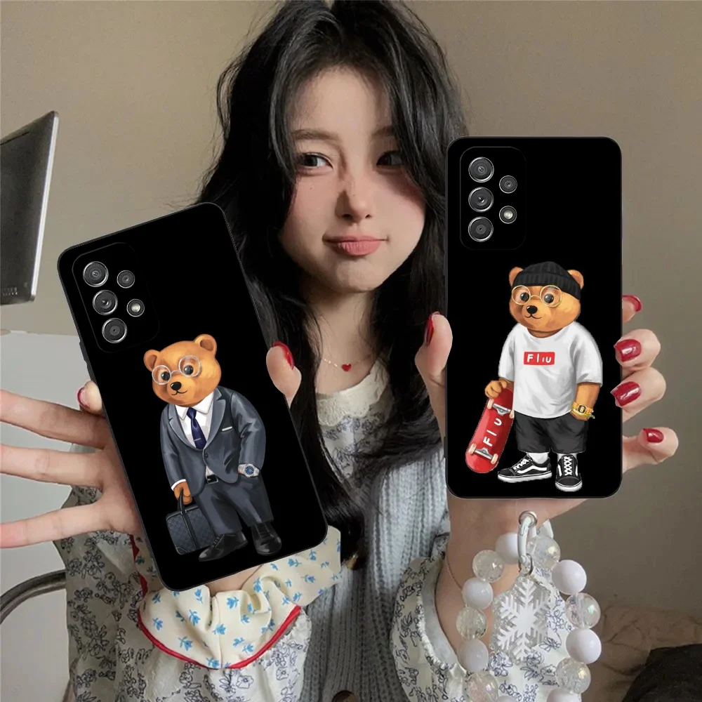

Fashion Baron F-Filou Bear Phone Case For Samsung S24,23,22,30,21,10,9,Ultra,Plus,Lite,FE,5G Black Soft Case