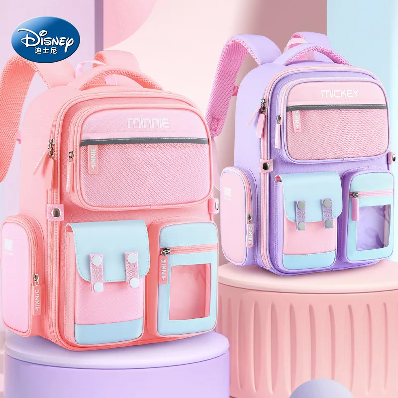 Imagem -02 - Genuíno Disney Minnie Bolsas de Escola para Meninas Minnie Grau 14 Primária Mochila Ombro Estudante Ortopédica Grande Capacidade Mochila