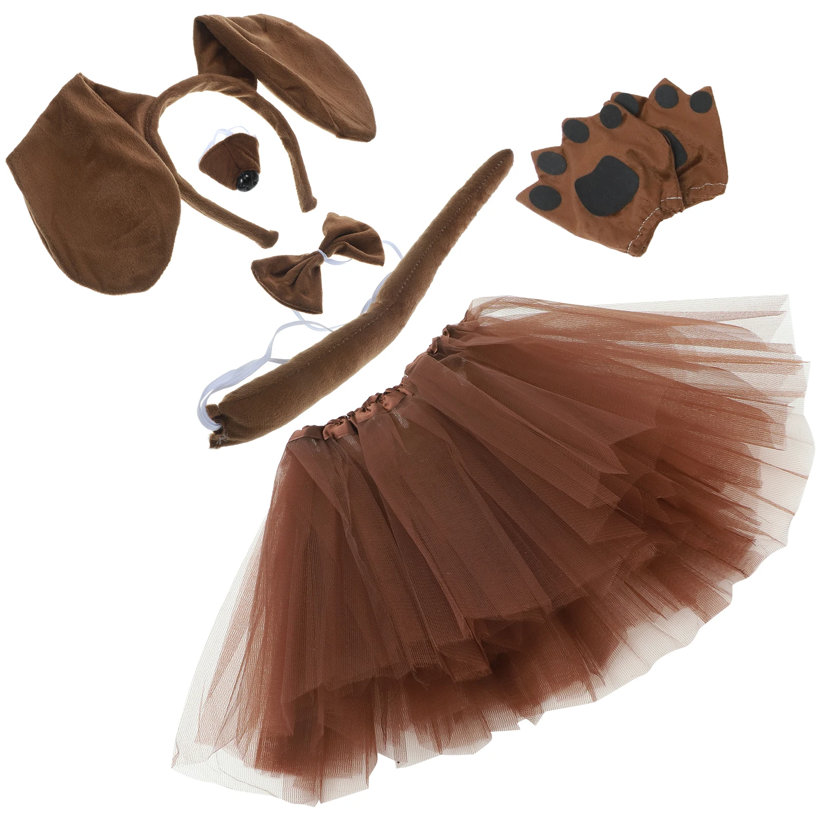 

Dachshund Dog Headband Set Puppy Ear with Tail Tutu Skirt Bow Tie Gloves Nose Cosplay Costume Party Accessories Photography