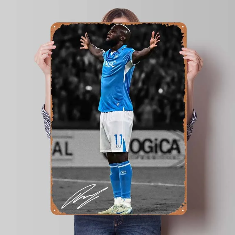 Romelu Lukaku Metal Poster Soccer Sports Metal Signs Bedroom Decoration Living Room Decor Men Wall Art Mural Vintage Home Decor